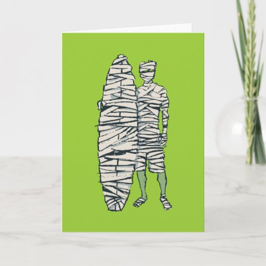 Surfende Halloween Mummy Kaart (Voorkant)