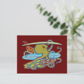 Surfende Halloween Octopus Briefkaart (Staand voorkant)
