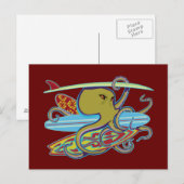 Surfende Halloween Octopus Briefkaart (Voorkant / Achterkant)