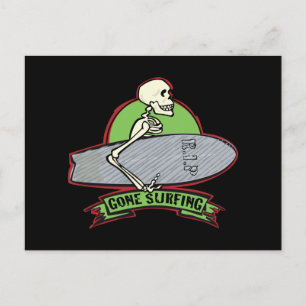 Surfende Halloween Skeleton Briefkaart