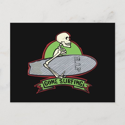 Surfende Halloween Skeleton Briefkaart (Voorkant)