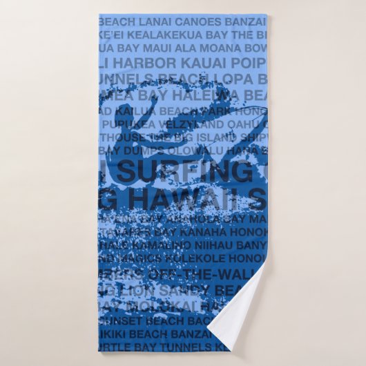 Surfende Hawaii Cutback Hawaiian Surfer - Blauw Bad Handdoek (Badhanddoek)