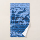 Surfende Hawaii Cutback Hawaiian Surfer - Blauw Bad Handdoek (Handdoek)