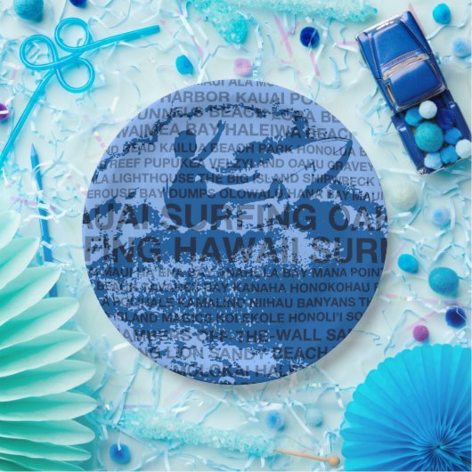 Surfende Hawaii Cutback Hawaiian Surfer Papieren Bordje (Feest)