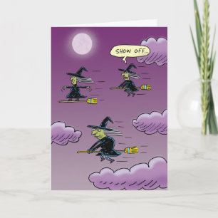 Surfende heks Halloween Kaart