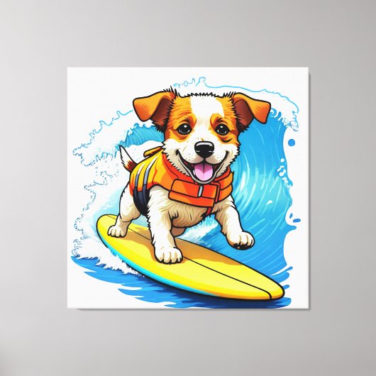 Surfende Hond Canvas Afdruk (Voorkant)