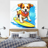 Surfende Hond Canvas Afdruk (Insitu (Slaapkamer))