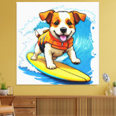 Surfende Hond Canvas Afdruk (Insitu (Woonkamer))