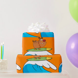 Surfende hond Funny Dog Wrapping Paper Cadeaupapier