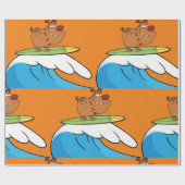 Surfende hond Funny Dog Wrapping Paper Cadeaupapier (Vlak)