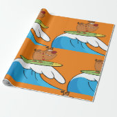 Surfende hond Funny Dog Wrapping Paper Cadeaupapier (Uitgerold)