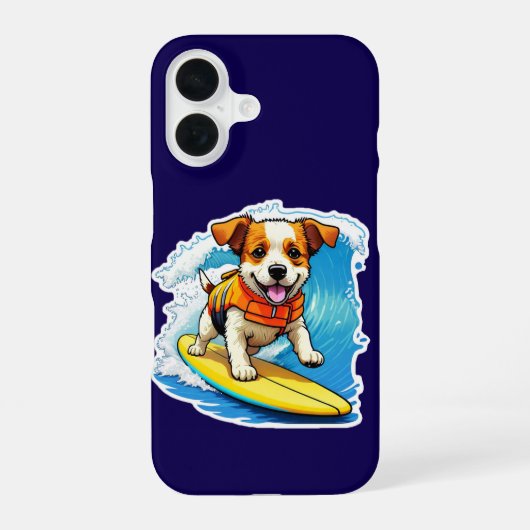 Surfende Hond iPhone Hoesje iPhone 16 Hoesje (Achterkant)