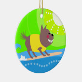 Surfende hond keramisch ornament (Rechts)