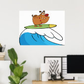 Surfende hond poster (Thuiskantoor)