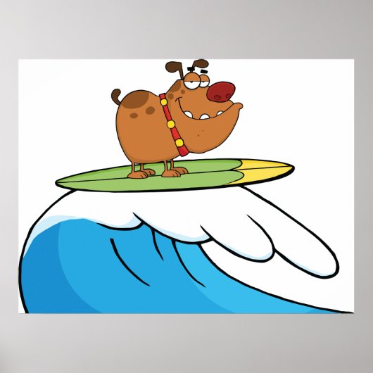 Surfende hond poster (Voorkant)