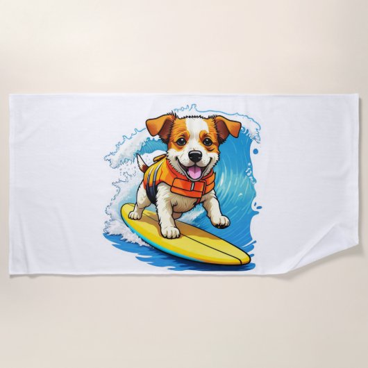 Surfende Hond Strandlaken (Voorkant)