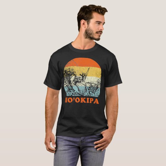 Surfende Hookipa Maui Retro Throwback T-shirt (Voorkant volledig)
