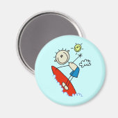 Surfende Jongen Stick Figure Magneet (Voorkant / Achterkant)