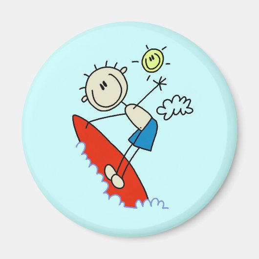 Surfende Jongen Stick Figure Magneet (Voorkant)