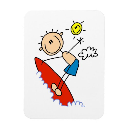 Surfende Jongen Stick Figure Magneet (Verticaal)