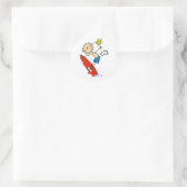 Surfende Jongen Stick Figure Ronde Sticker (Tas)