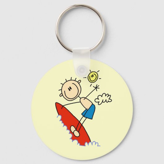 Surfende Jongen Stick Figure Sleutelhanger (Voorkant)