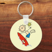 Surfende Jongen Stick Figure Sleutelhanger (Voorkant)
