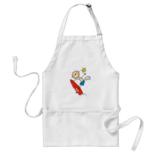 Surfende Jongen Stick Figure Standaard Schort (Voorkant)