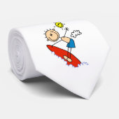 Surfende Jongen Stick Figure Stropdas (Opgerold)