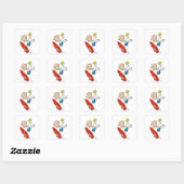 Surfende Jongen Stick Figure Vierkante Sticker (Vel)