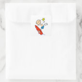 Surfende Jongen Stick Figure Vierkante Sticker (Tas)