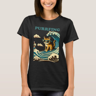 Surfende Kat, Spinnend, Japanse Kunststijl Surfen T-shirt
