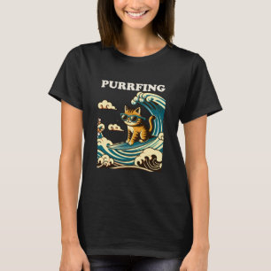 Surfende Kat, Spinnend, Japanse Kunststijl Surfen T-shirt