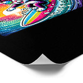 Surfende Kat Surfplank Fun Long Board Cadeau Voor Poster (Hoek)