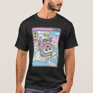 Surfende kattenetende sushi Japanse golfslaggolf K T-shirt
