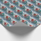Surfende kerstman cadeaupapier (Hoek)