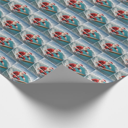 Surfende kerstman cadeaupapier (Hoek)