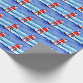 Surfende kerstman cadeaupapier (Hoek)