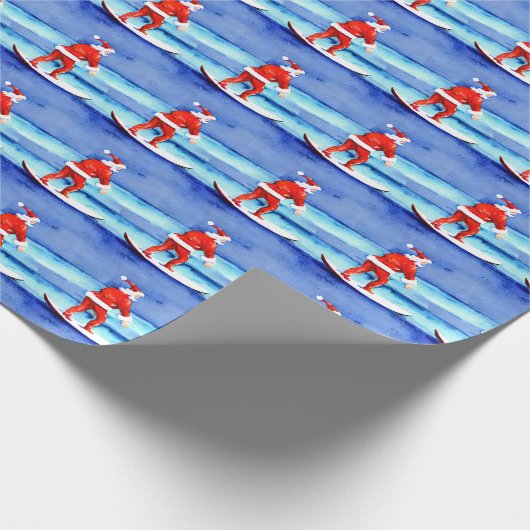 Surfende kerstman cadeaupapier (Hoek)