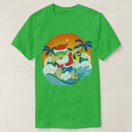 Surfende kerstman die Funny Hawaiian Xmas Ch danst T-shirt (Design voorkant)