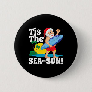 Surfende Kerstman Is Het Zee-zon Kerstfeest In Jul Ronde Button 5,7 Cm