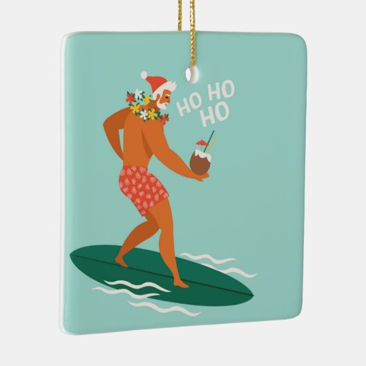 Surfende kerstman keramisch ornament (Rechts)