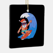 Surfende kerstman keramisch ornament (Rechts)