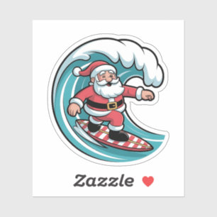 Surfende Kerstman Kerst Surfer Vakantie Strand Sticker