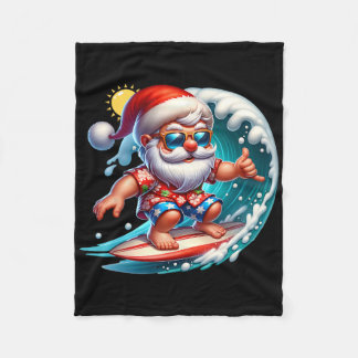 Surfende Kerstman Kerstmis in juli strand zomer Fleece Deken