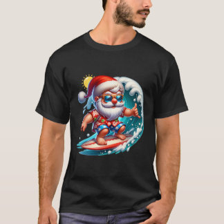 Surfende Kerstman Kerstmis in juli strand zomer T-shirt