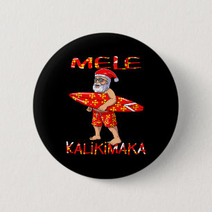 Surfende Kerstman Kerstmis Mele Kalikimaka Ronde Button 5,7 Cm