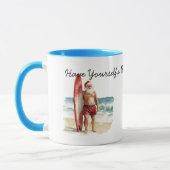 Surfende Kerstman Kerstmis op het strand Mok (Links)