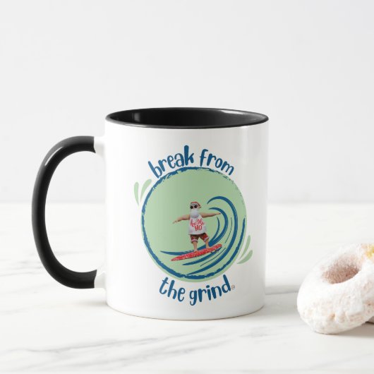 Surfende Kerstman Koffiemok Mok (Met donut)