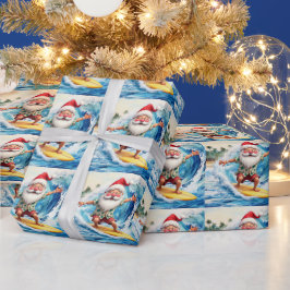 Surfende Kerstman op grote golf in Hawaï Cadeaupapier